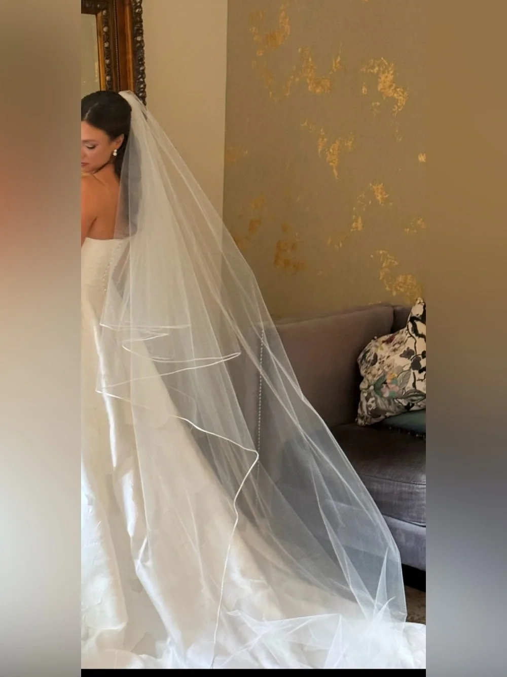 Bridal Cathedral Veil - White 90 inches w blusher